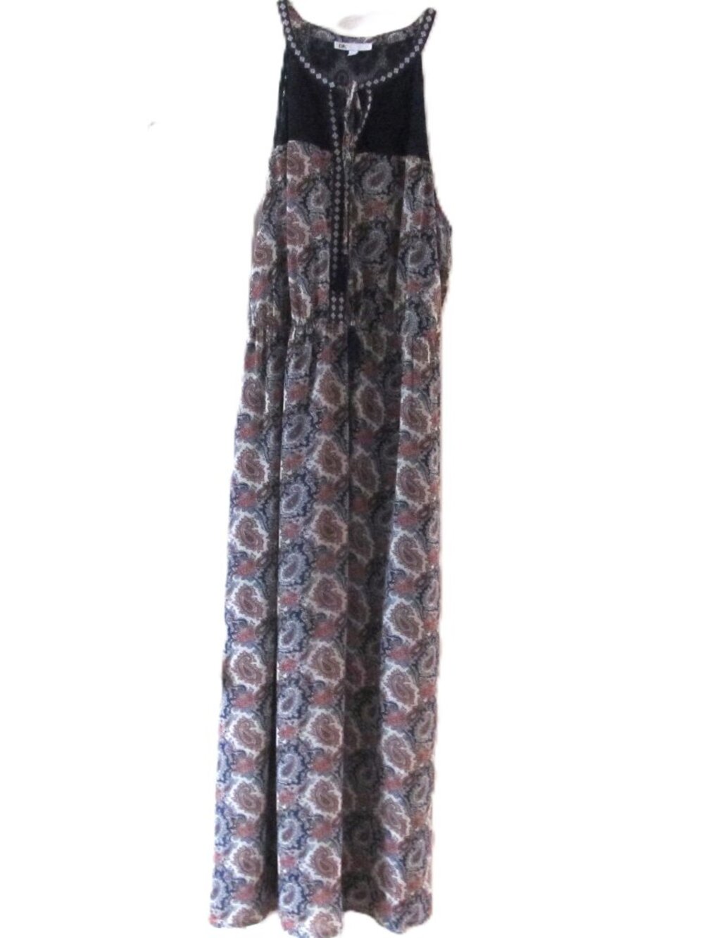 DR2 Dress Sleeveless Elastic Waist Maxi Parsley print Sz M